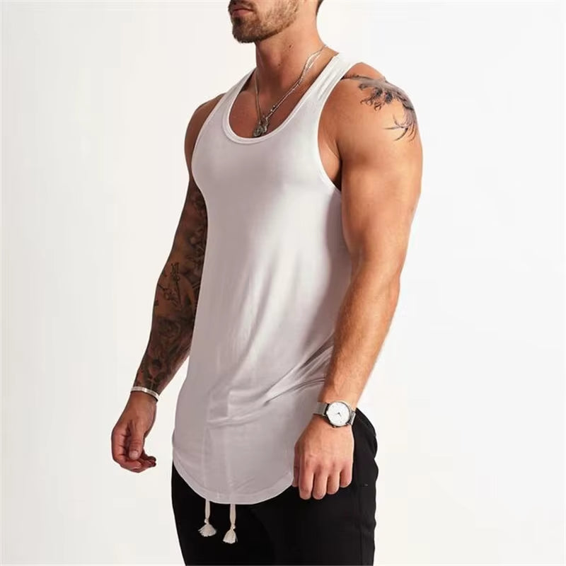 Bodybuilding New Brand Solid Tank Top Men Stringer Tanktop Fitness Singlet Sleeveless Shirt Workout Man Undershirt Gym Clothing