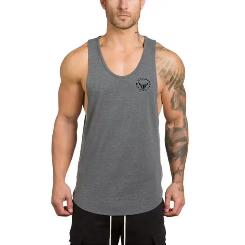 Brand Gym Clothing Cotton Singlets Canotte Bodybuilding Stringer Tank Top Men Fitness Shirt Muscle Guys Sleeveless Vest Tanktop