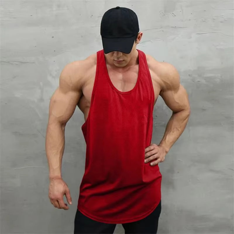 New Summer Brand Vest Mesh Gym Clothing Mens Tank Tops Sleeveless Shirt Bodybuilding Equipment Fitness Men'S Stringer Tanktop