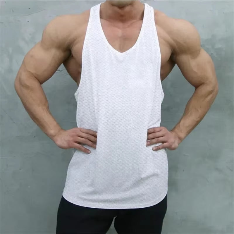 New Summer Brand Vest Mesh Gym Clothing Mens Tank Tops Sleeveless Shirt Bodybuilding Equipment Fitness Men'S Stringer Tanktop