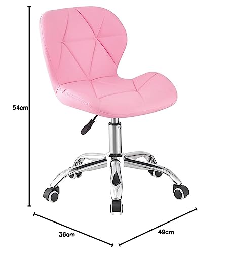 Jamiah Modern Desk Chairs Comfortable Study Chair Swivel Home Chair Height Adjustable PU Leather Desk Chair with Lift Chrome Legs for Home Bedrooms (White)