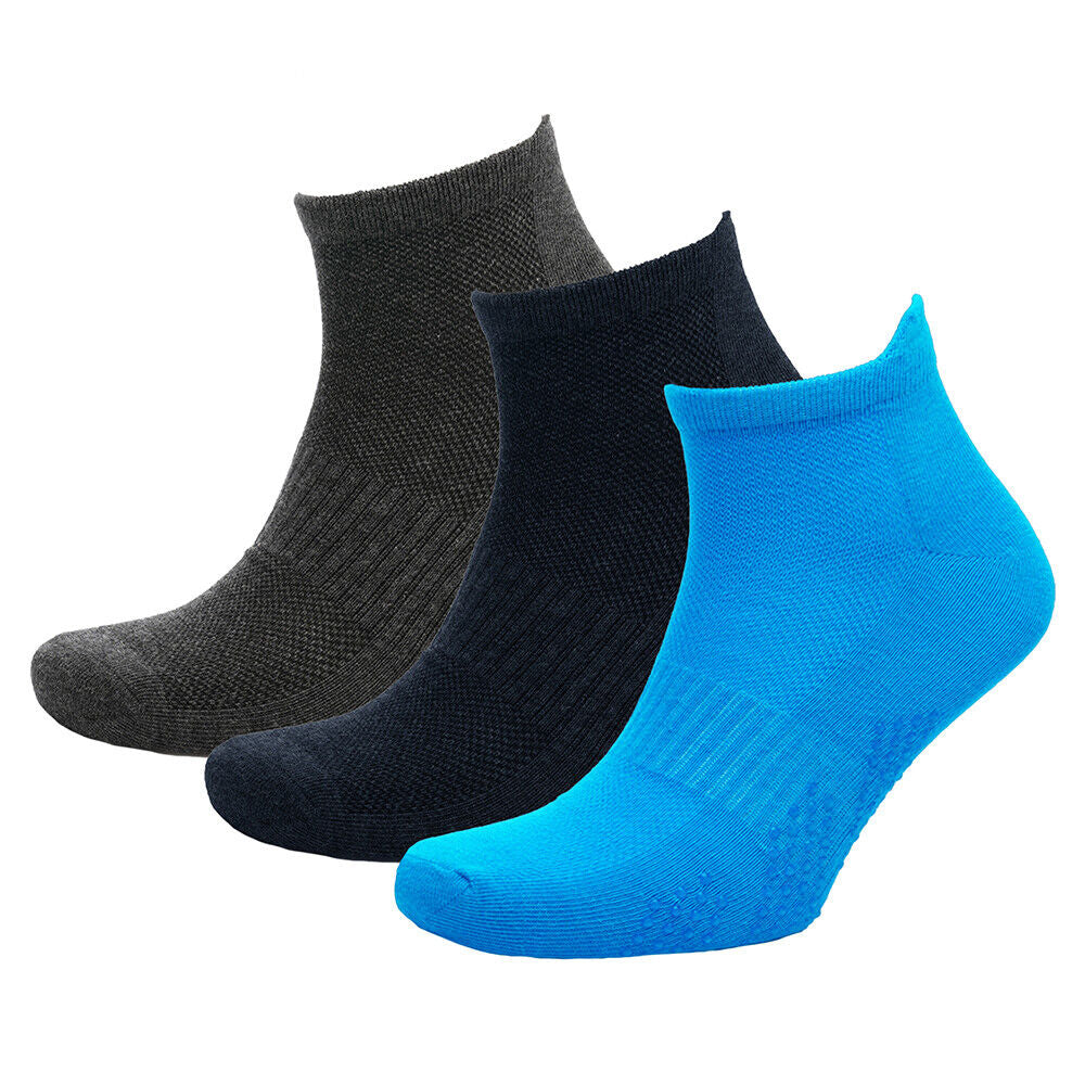 3 Pairs Ladies or Mens Sport Gym Yoga Non Slip Gripper Sole Trainer Liner Socks