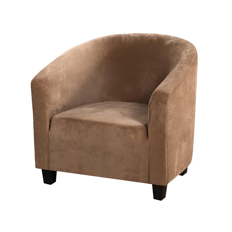 Mingfuxin Velvet Tub Chair Slipcover, High Stretch Club Chair Covers Washable Armchair Sofa Couch Covers Slipcovers Furniture Protectors for Dining Living Room Office(Gray, Velvet)