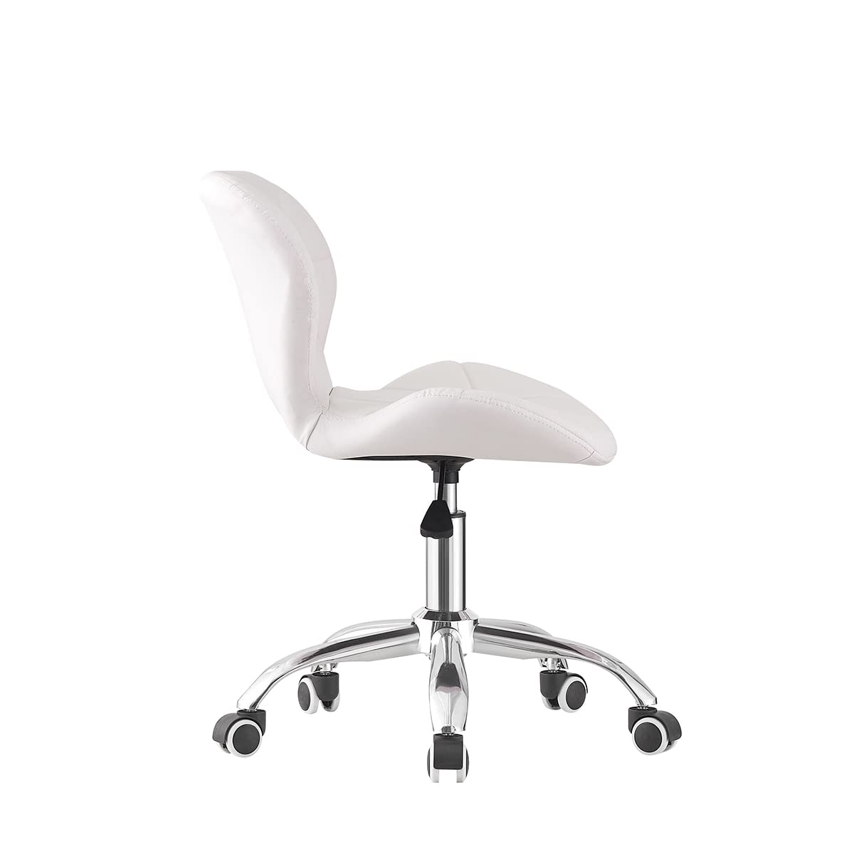 Jamiah Modern Desk Chairs Comfortable Study Chair Swivel Home Chair Height Adjustable PU Leather Desk Chair with Lift Chrome Legs for Home Bedrooms (White)