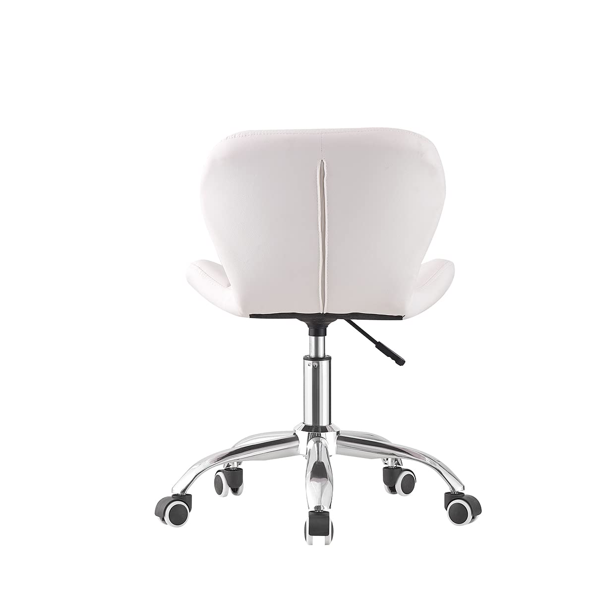 Jamiah Modern Desk Chairs Comfortable Study Chair Swivel Home Chair Height Adjustable PU Leather Desk Chair with Lift Chrome Legs for Home Bedrooms (White)