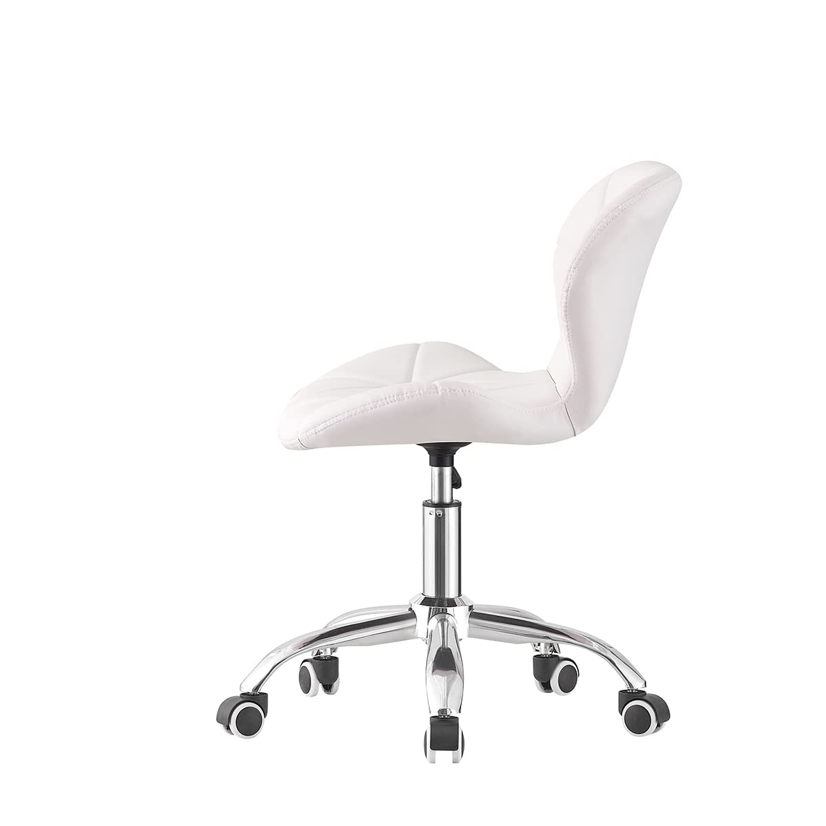 Jamiah Modern Desk Chairs Comfortable Study Chair Swivel Home Chair Height Adjustable PU Leather Desk Chair with Lift Chrome Legs for Home Bedrooms (White)