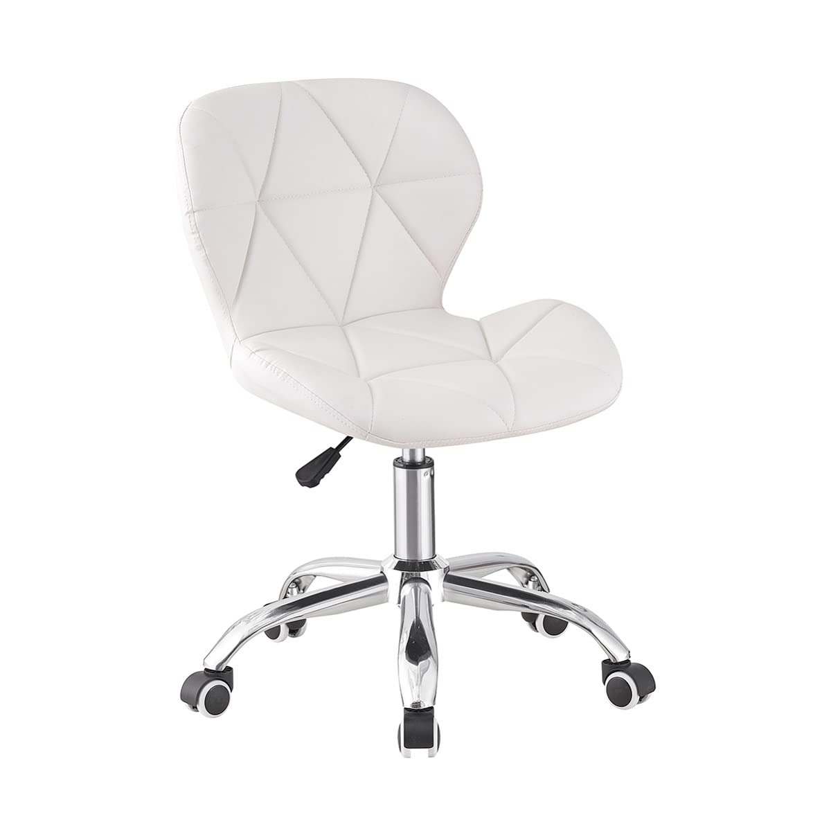 Jamiah Modern Desk Chairs Comfortable Study Chair Swivel Home Chair Height Adjustable PU Leather Desk Chair with Lift Chrome Legs for Home Bedrooms (White)