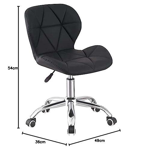 Jamiah Modern Desk Chairs Comfortable Study Chair Swivel Home Chair Height Adjustable PU Leather Desk Chair with Lift Chrome Legs for Home Bedrooms (White)