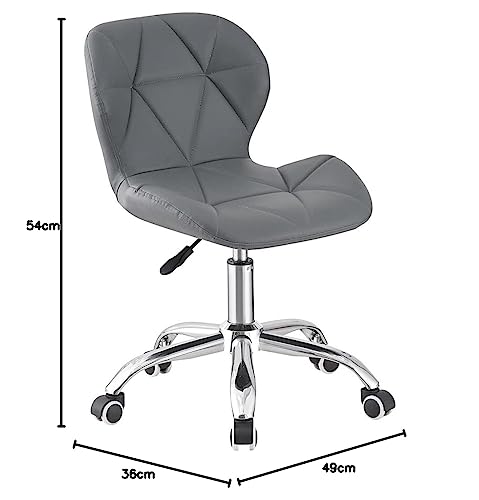 Jamiah Modern Desk Chairs Comfortable Study Chair Swivel Home Chair Height Adjustable PU Leather Desk Chair with Lift Chrome Legs for Home Bedrooms (White)