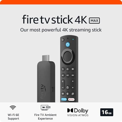 Amazon Fire TV Stick 4K Max (Newest gen), supports Wi-Fi 6E, Ambient Experience