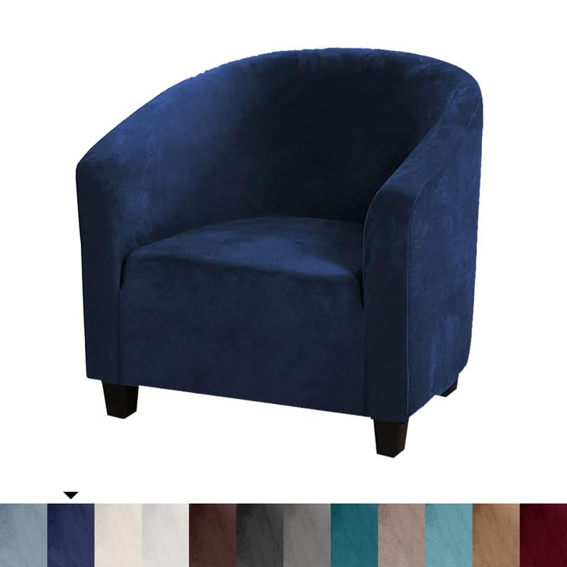 Mingfuxin Velvet Tub Chair Slipcover, High Stretch Club Chair Covers Washable Armchair Sofa Couch Covers Slipcovers Furniture Protectors for Dining Living Room Office(Gray, Velvet)