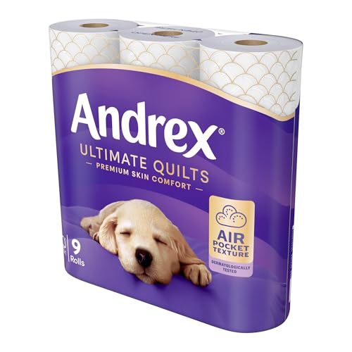 Andrex Ultimate Quilts Toilet Paper 24 Rolls, Air Pocket Technology for Soft, Thick Sheets – 24 Quilted Toilet Rolls x 1 Pack, FSC Certified