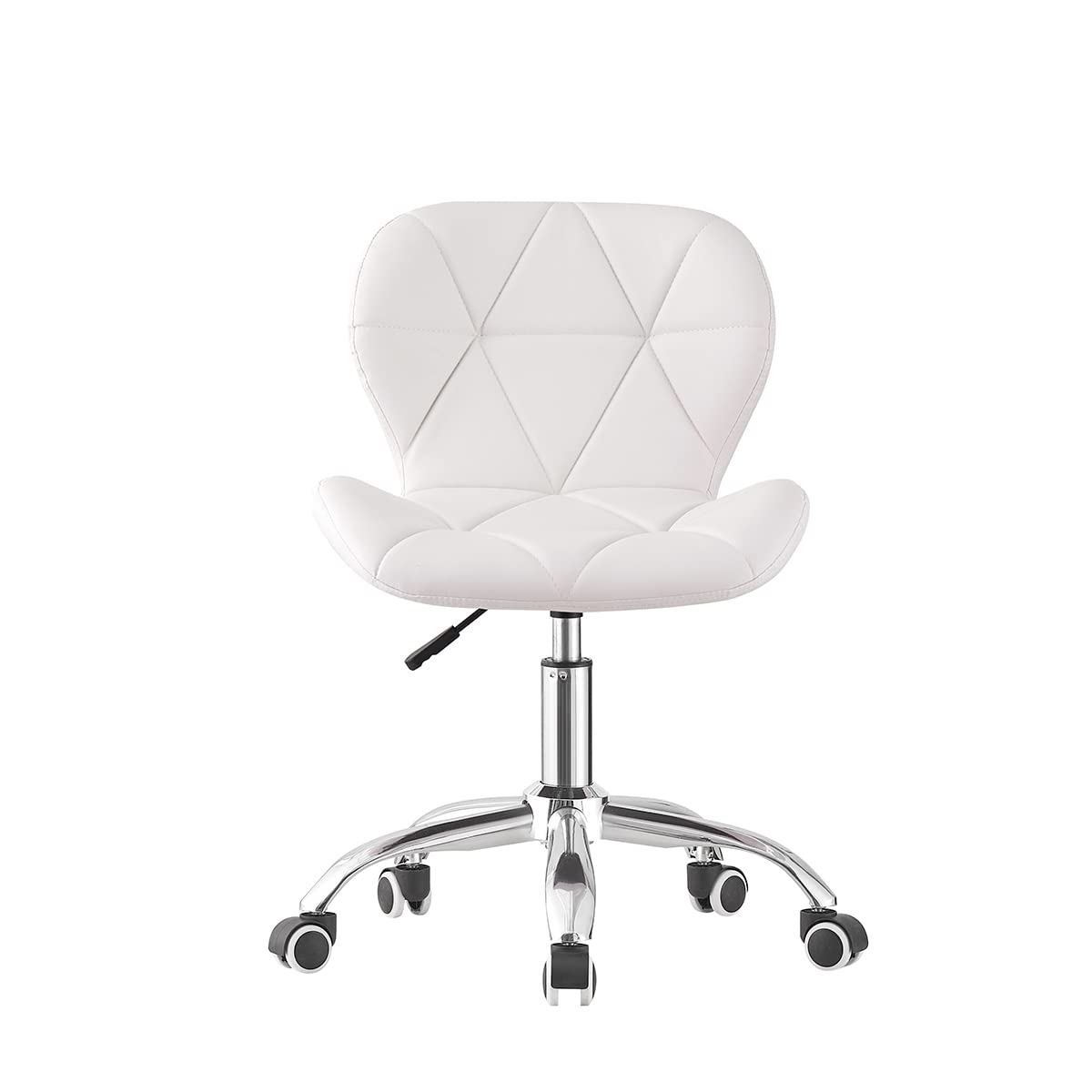 Jamiah Modern Desk Chairs Comfortable Study Chair Swivel Home Chair Height Adjustable PU Leather Desk Chair with Lift Chrome Legs for Home Bedrooms (White)