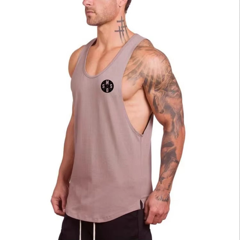 Brand Gym Clothing Cotton Singlets Canotte Bodybuilding Stringer Tank Top Men Fitness Shirt Muscle Guys Sleeveless Vest Tanktop