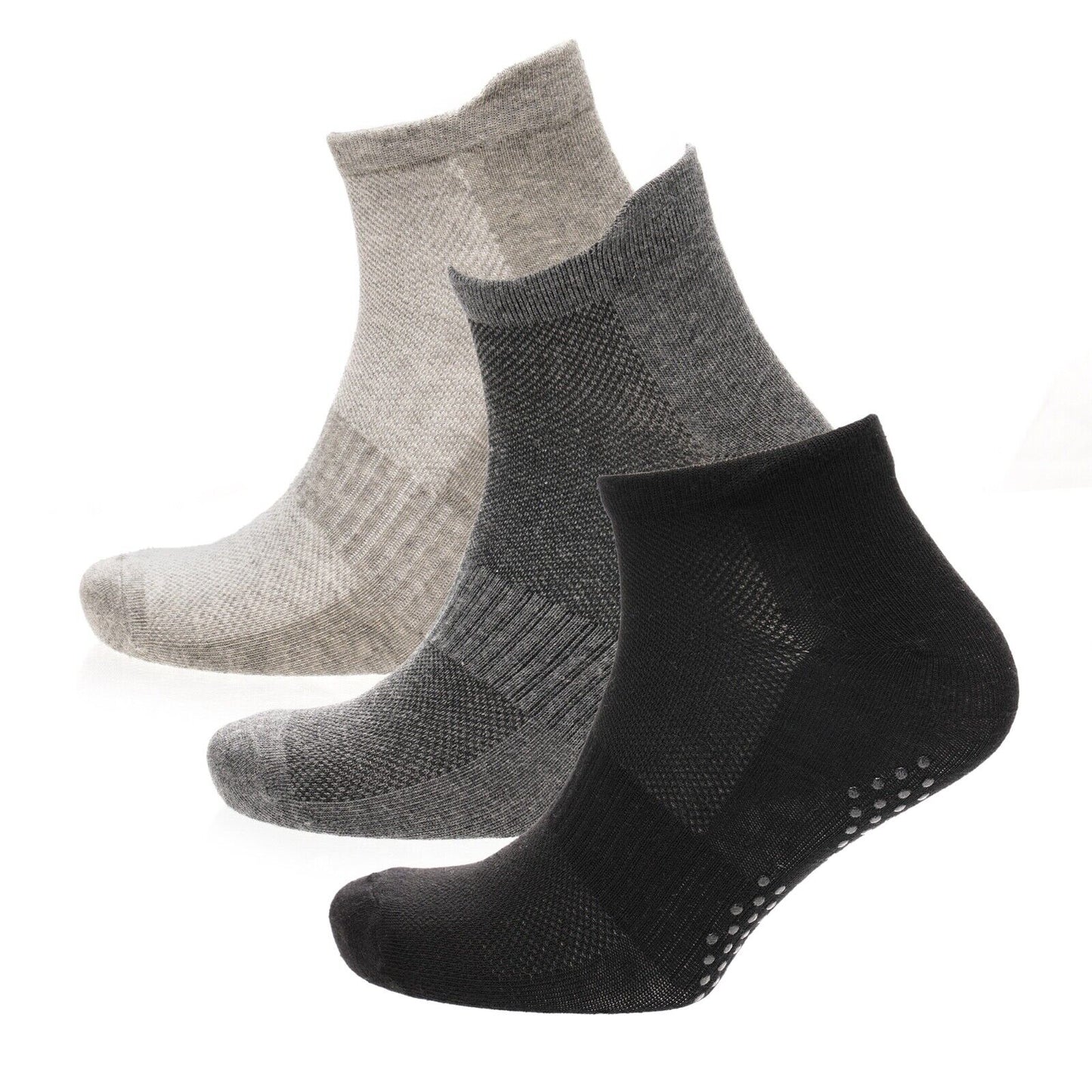 3 Pairs Ladies or Mens Sport Gym Yoga Non Slip Gripper Sole Trainer Liner Socks