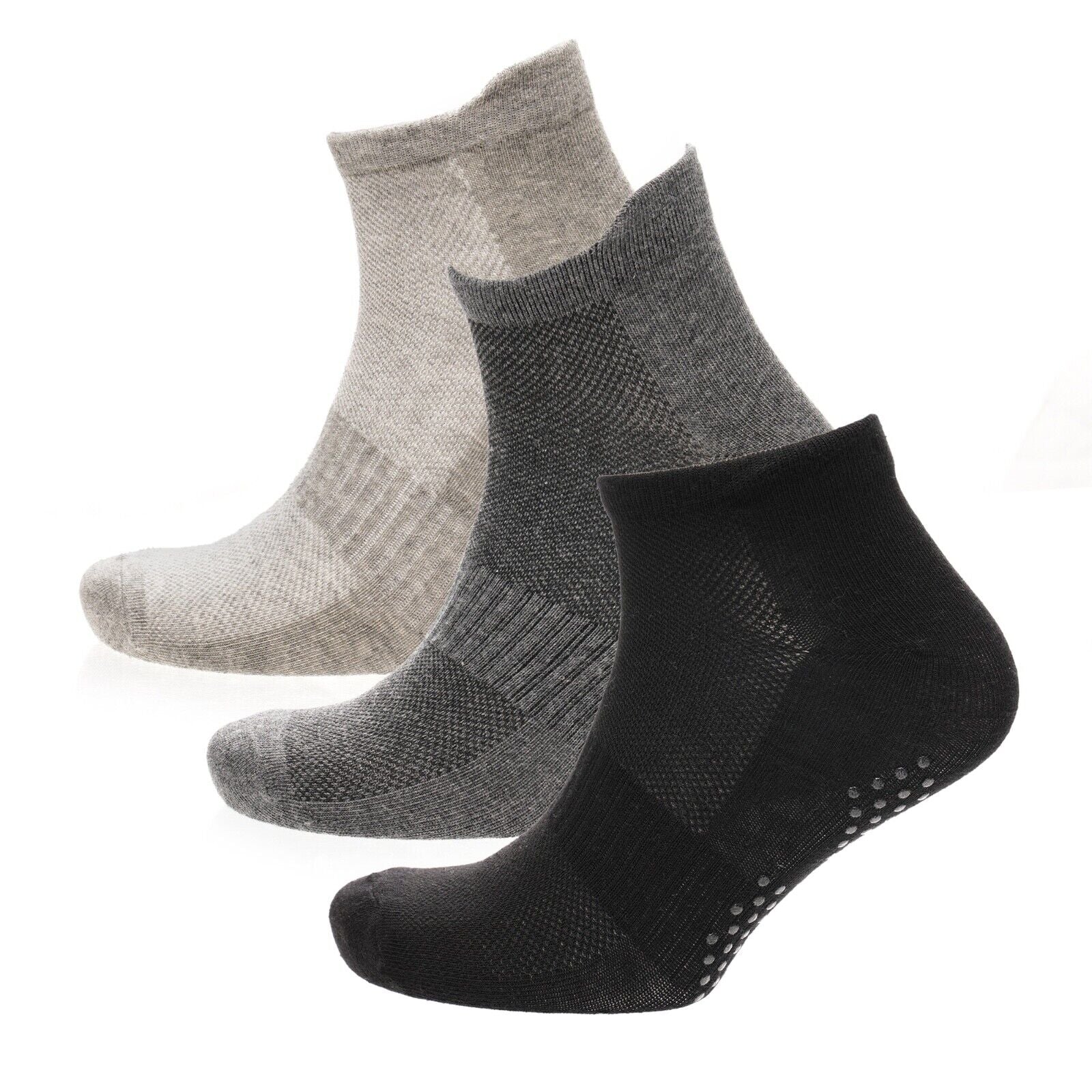 3 Pairs Ladies or Mens Sport Gym Yoga Non Slip Gripper Sole Trainer Liner Socks