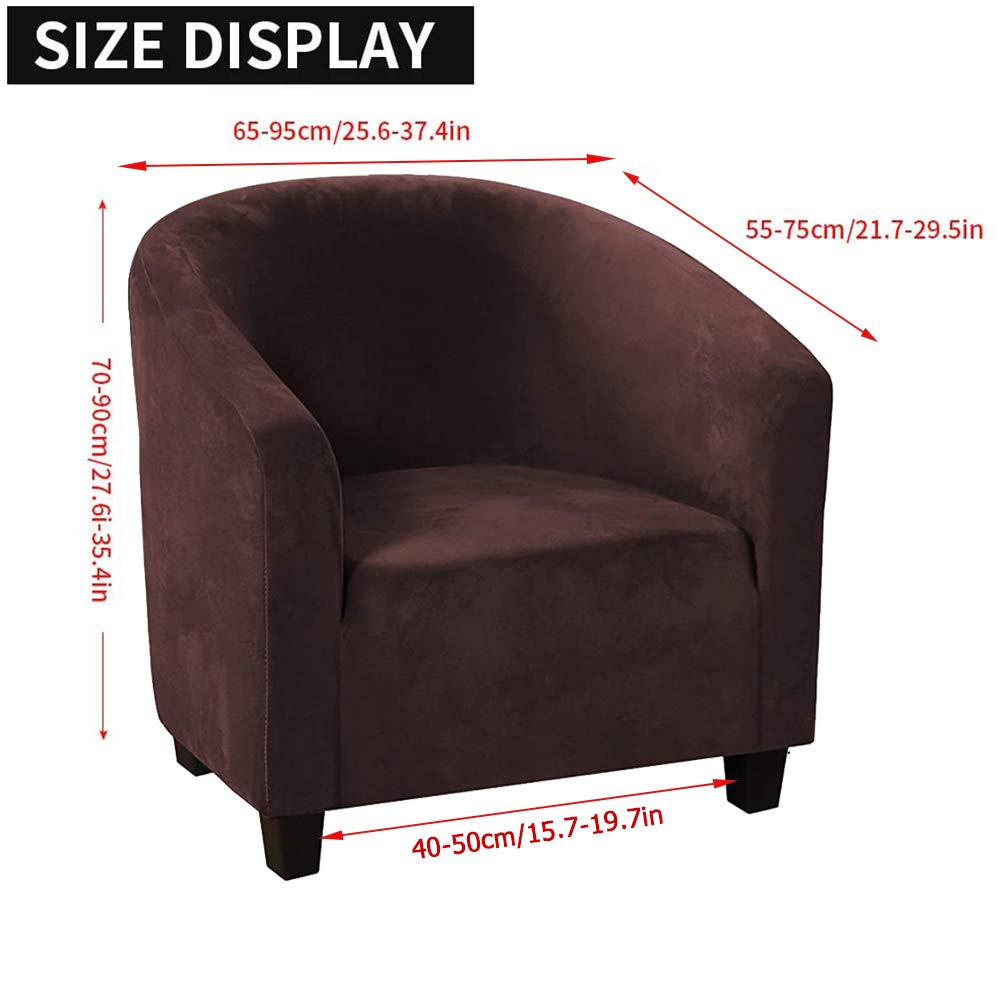 Mingfuxin Velvet Tub Chair Slipcover, High Stretch Club Chair Covers Washable Armchair Sofa Couch Covers Slipcovers Furniture Protectors for Dining Living Room Office(Gray, Velvet)