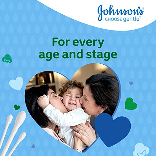 Johnson's Baby Cotton Buds (1 x Pack of 200) Soft & Gentle Ear Buds for Delicate Skin, Made of 100% Pure Cotton and Paper Sticks, Plastic-Free to Clean Delicate Areas, around Eyes and Outer Ear