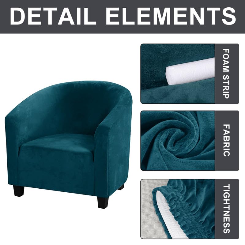 Mingfuxin Velvet Tub Chair Slipcover, High Stretch Club Chair Covers Washable Armchair Sofa Couch Covers Slipcovers Furniture Protectors for Dining Living Room Office(Gray, Velvet)