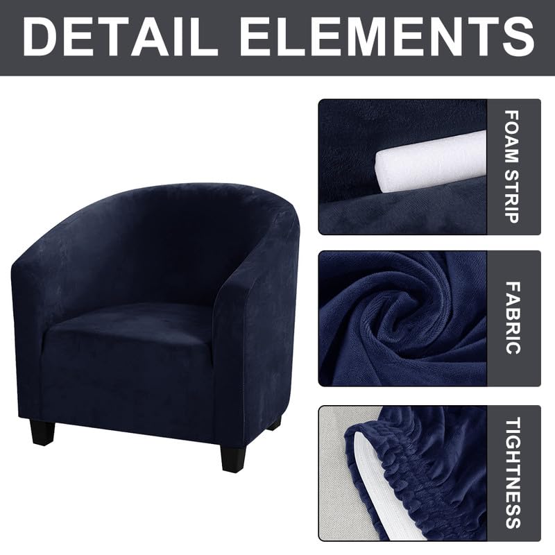Mingfuxin Velvet Tub Chair Slipcover, High Stretch Club Chair Covers Washable Armchair Sofa Couch Covers Slipcovers Furniture Protectors for Dining Living Room Office(Gray, Velvet)