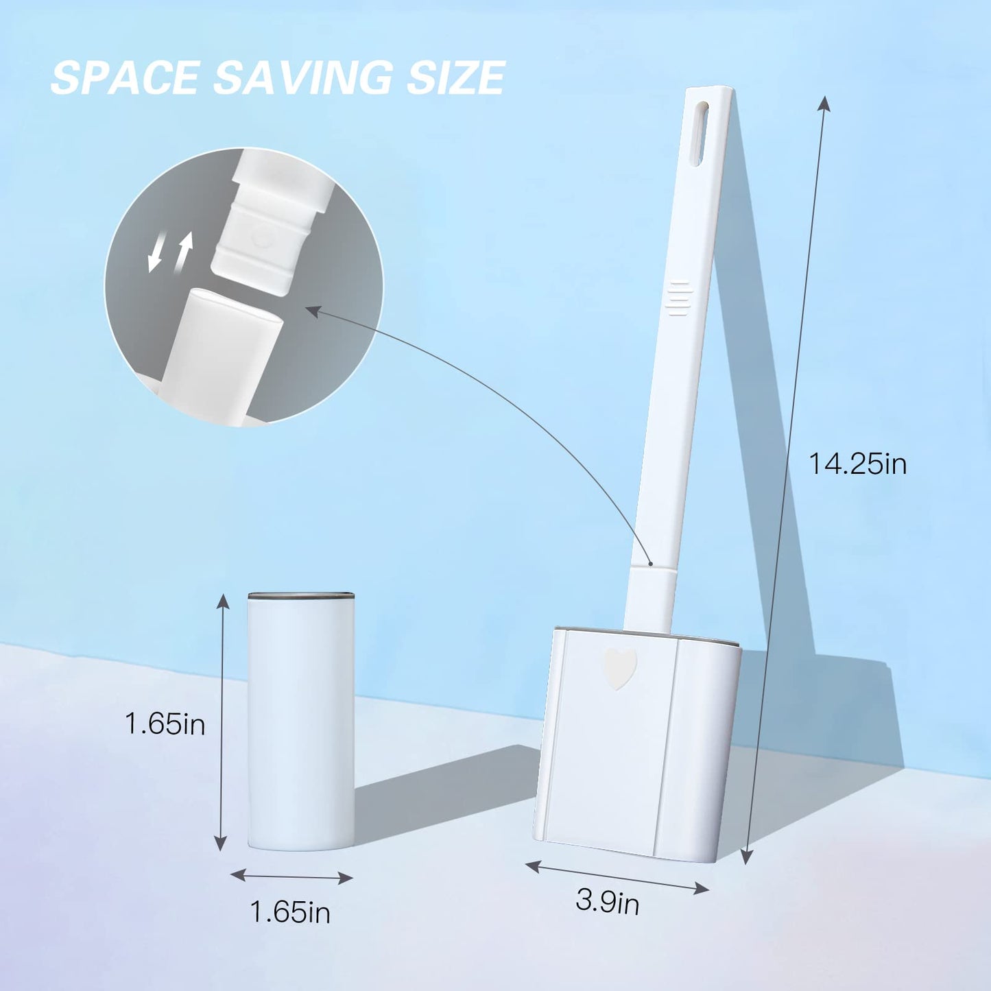 Toilet Brush, 2 Pack Bathroom Silicone Toilet Brushes and Holder Sets with No-Slip Long Plastic Handle and Soft Flexible Bristles, Toilet Brushes with holders and Base for Anti-drip (White)