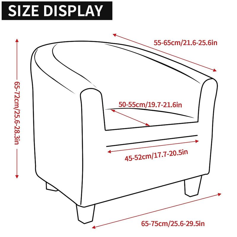 Mingfuxin Velvet Tub Chair Slipcover, High Stretch Club Chair Covers Washable Armchair Sofa Couch Covers Slipcovers Furniture Protectors for Dining Living Room Office(Gray, Velvet)