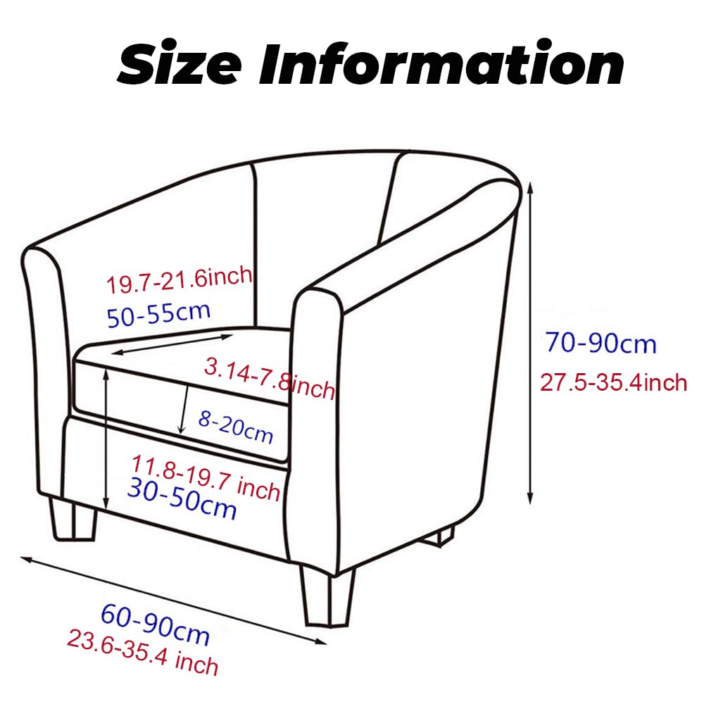 Highdi Tub Chair Cover 2 Piece, Jacquard Bucket Chair Covers Armchair Cover Club Armchair Slipcovers with Seat Cover | Stretch Removable Furniture Protector | Office Bar Reception -Green