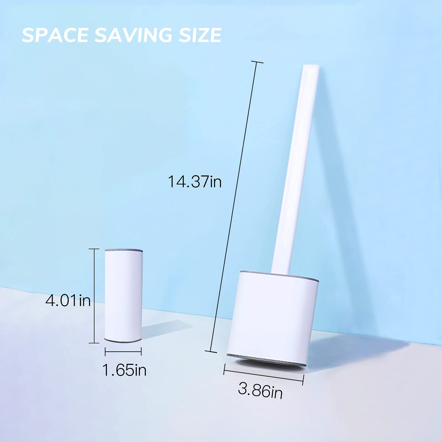 Toilet Brush, 2 Pack Bathroom Silicone Toilet Brushes and Holder Sets with No-Slip Long Plastic Handle and Soft Flexible Bristles, Toilet Brushes with holders and Base for Anti-drip (White)