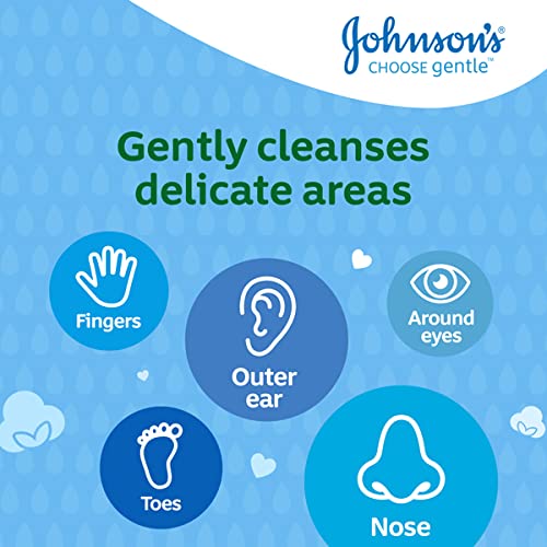 Johnson's Baby Cotton Buds (1 x Pack of 200) Soft & Gentle Ear Buds for Delicate Skin, Made of 100% Pure Cotton and Paper Sticks, Plastic-Free to Clean Delicate Areas, around Eyes and Outer Ear