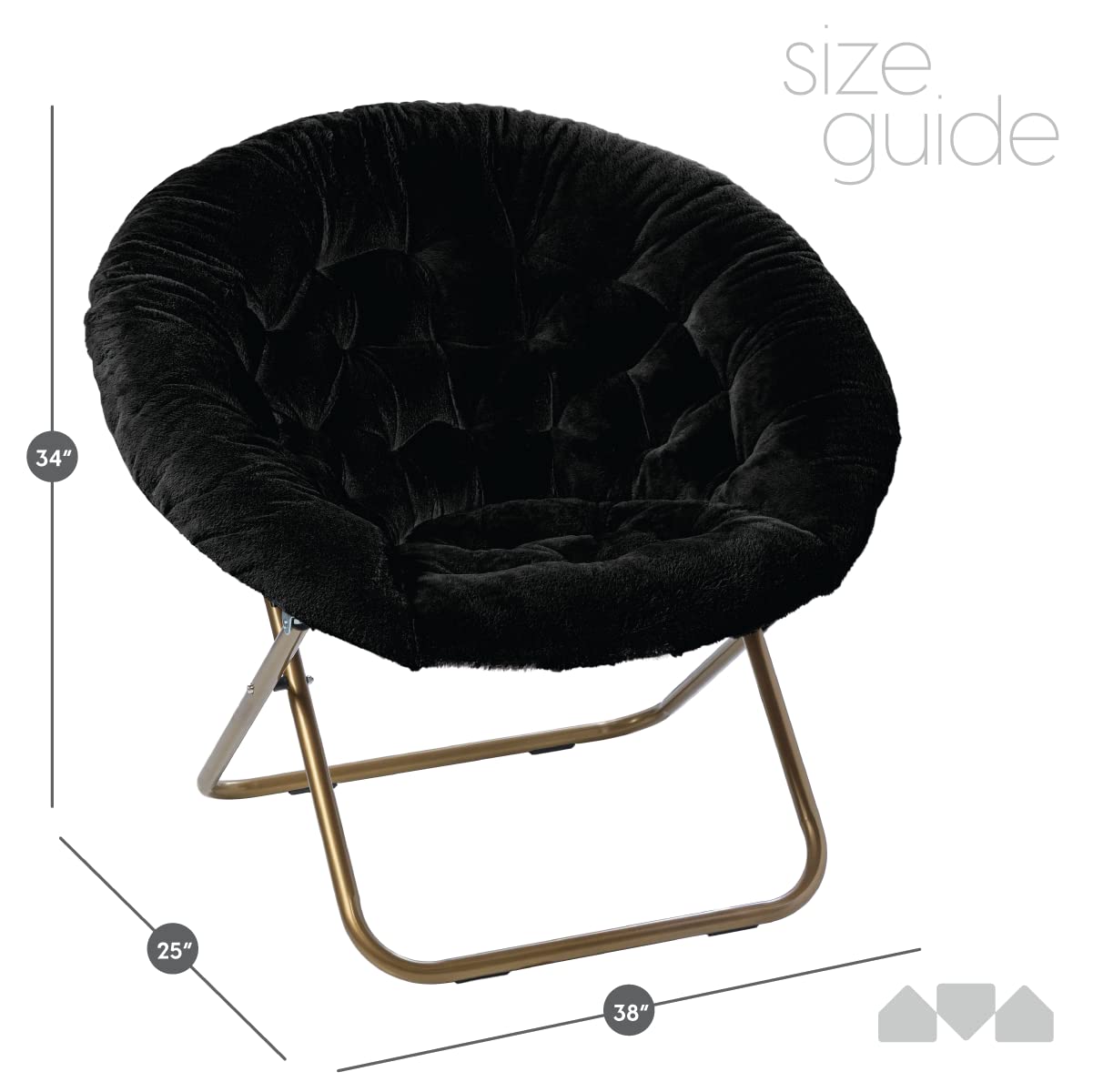 Milliard Accent Chair, Faux Fur Cozy Chair for Bedroom/X-Large (Grey Fur, Gold Metal)