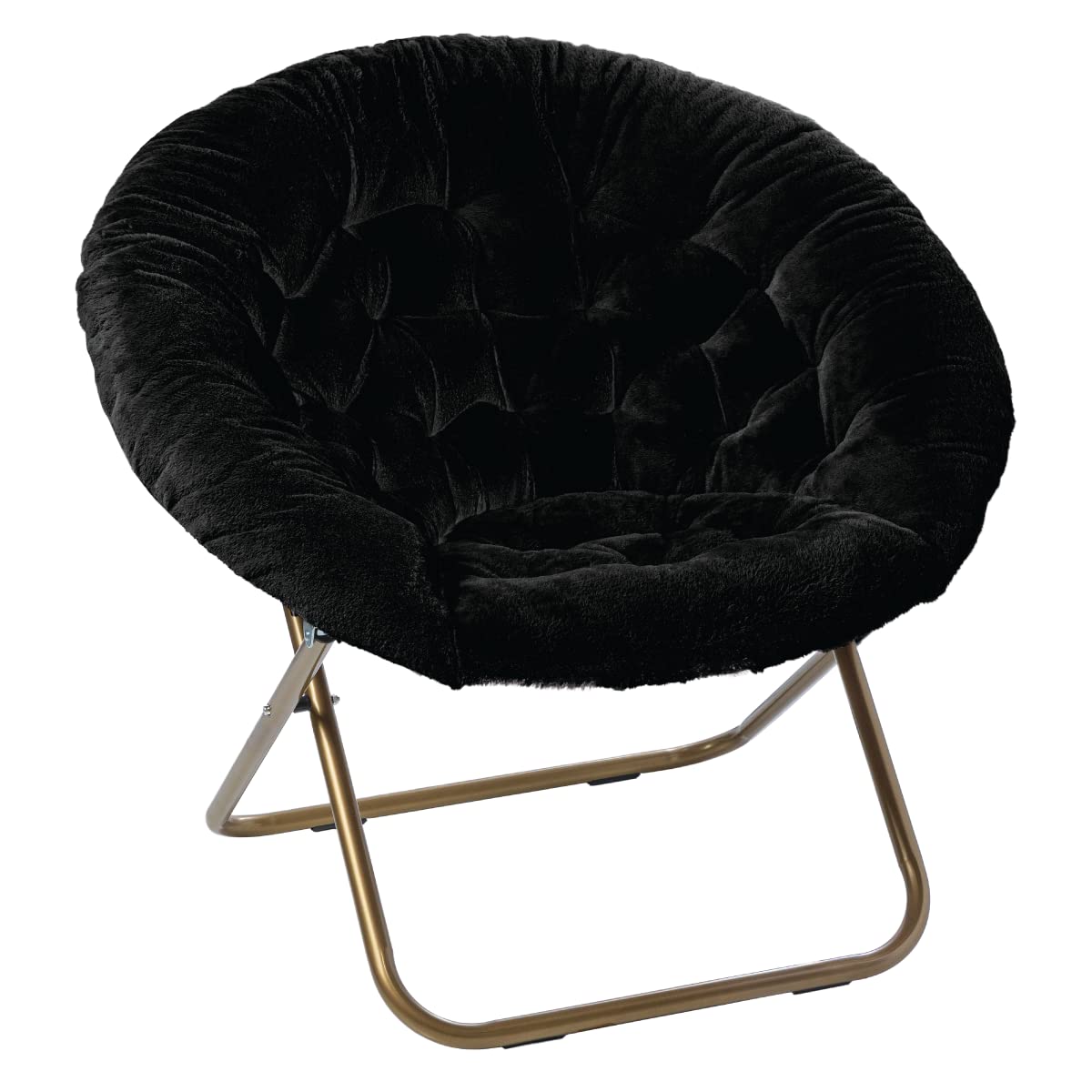 Milliard Accent Chair, Faux Fur Cozy Chair for Bedroom/X-Large (Grey Fur, Gold Metal)