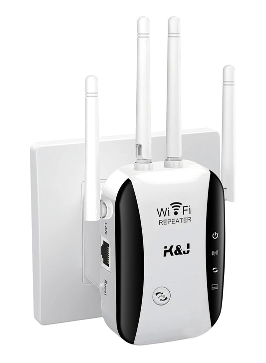 2025 Newest WiFi Extender, WiFi Booster, 4 Antennas Up to 5000 Sq.ft and 50 Devices, WiFi Repeater, Wireless Internet Repeater with Ethernet Port, 1-Click Setup, Access Point, UK plug - White