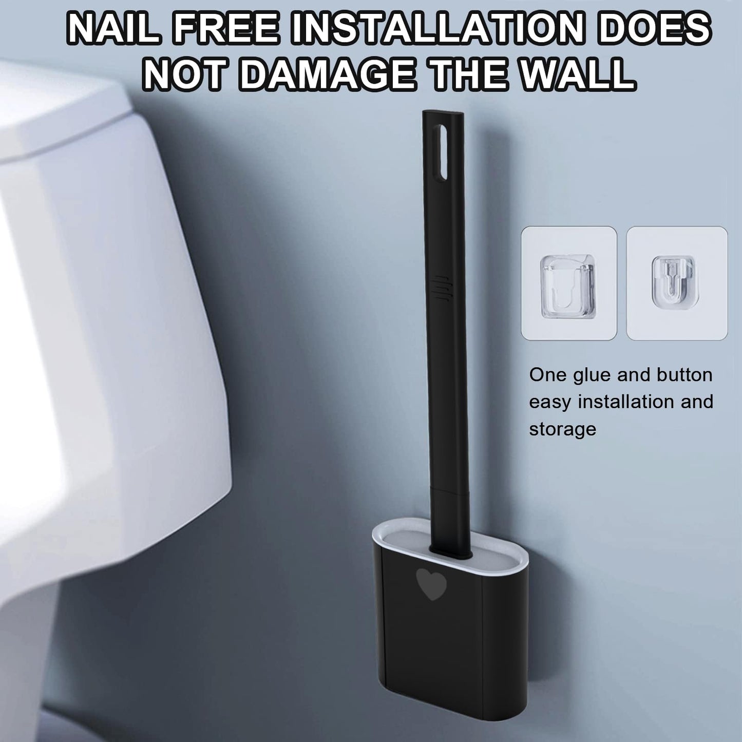 Toilet Brush, 2 Pack Bathroom Silicone Toilet Brushes and Holder Sets with No-Slip Long Plastic Handle and Soft Flexible Bristles, Toilet Brushes with holders and Base for Anti-drip (White)