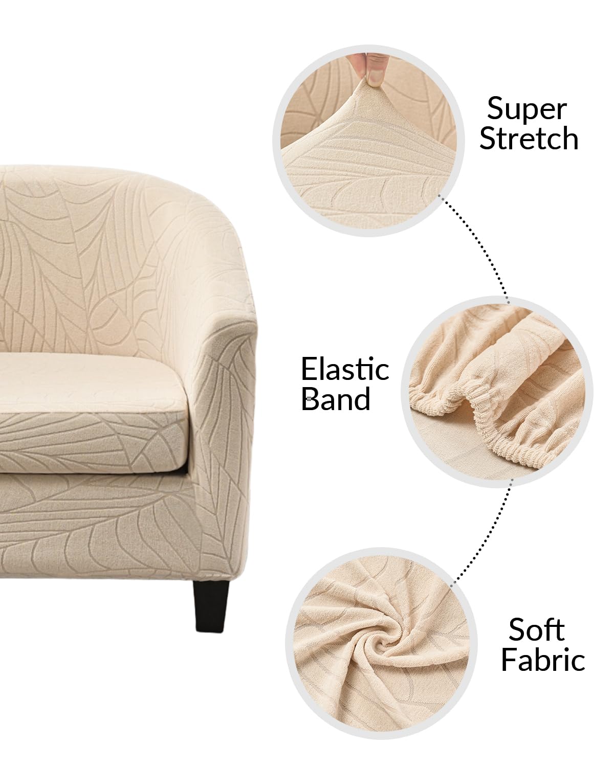 Highdi Tub Chair Cover 2 Piece, Jacquard Bucket Chair Covers Armchair Cover Club Armchair Slipcovers with Seat Cover | Stretch Removable Furniture Protector | Office Bar Reception -Green