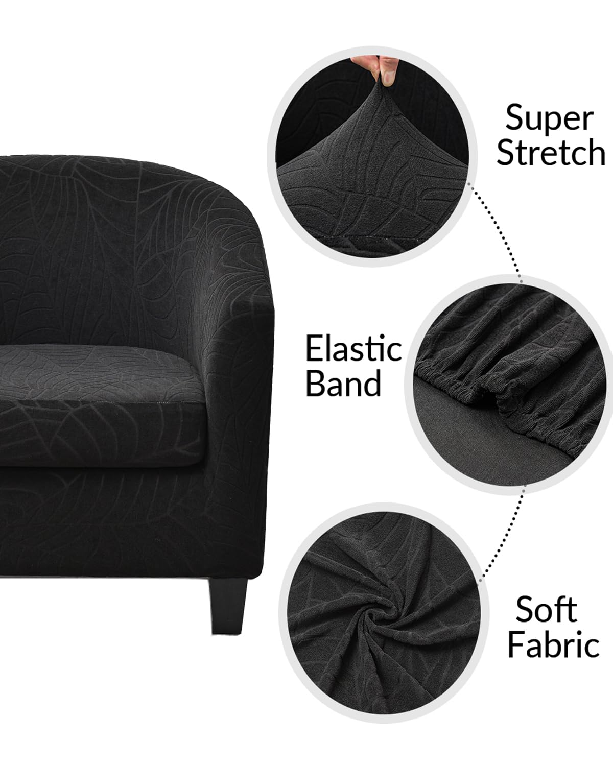 Highdi Tub Chair Cover 2 Piece, Jacquard Bucket Chair Covers Armchair Cover Club Armchair Slipcovers with Seat Cover | Stretch Removable Furniture Protector | Office Bar Reception -Green