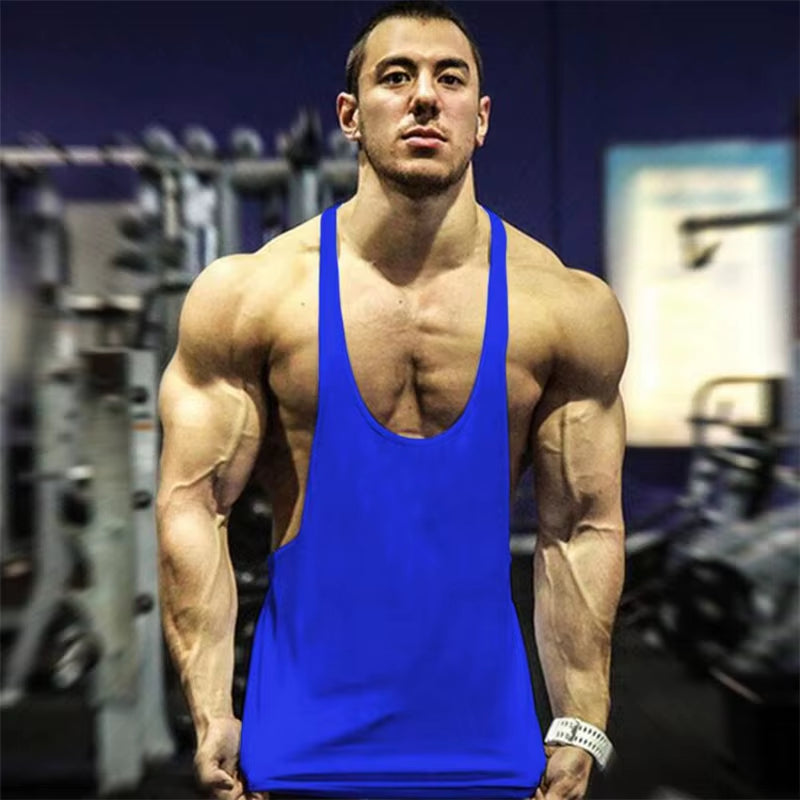Brand Vest Mens Sleeveless Shirt Bodybuilding Stringer Tank Top Fitness Singlets Solid Sportwear Undershirt Plain Gym Clothing