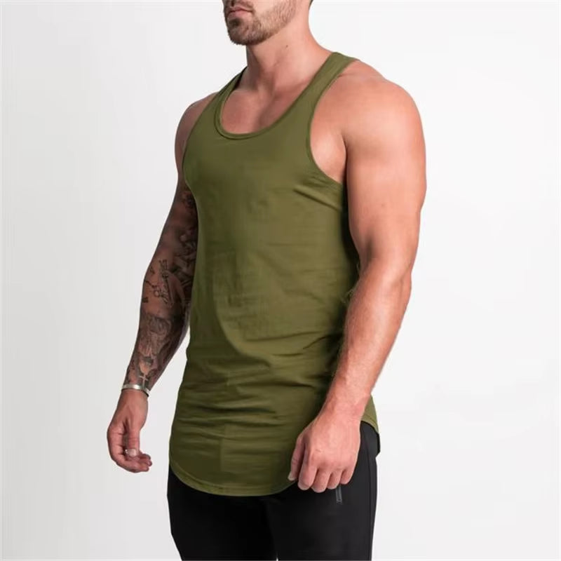 Bodybuilding New Brand Solid Tank Top Men Stringer Tanktop Fitness Singlet Sleeveless Shirt Workout Man Undershirt Gym Clothing