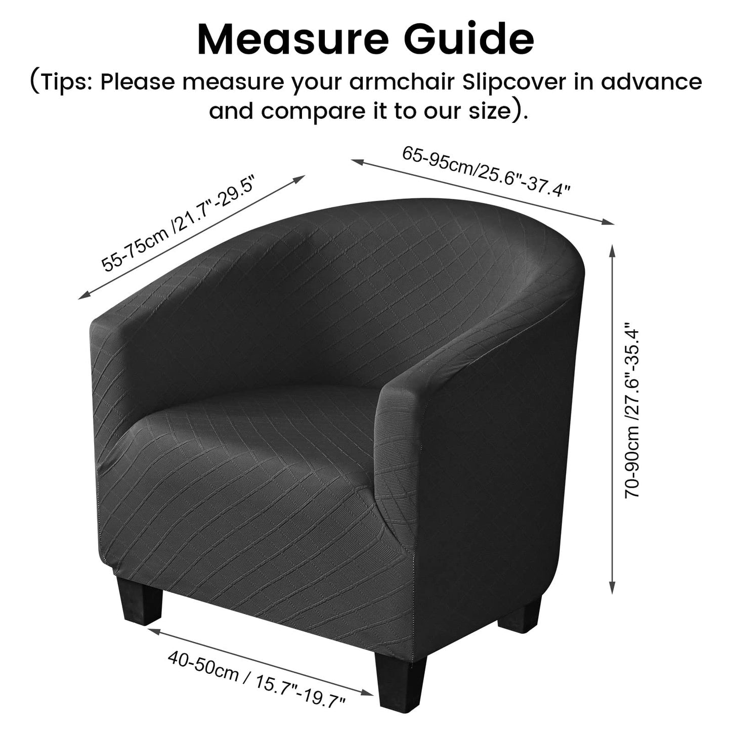 Mingfuxin Velvet Tub Chair Slipcover, High Stretch Club Chair Covers Washable Armchair Sofa Couch Covers Slipcovers Furniture Protectors for Dining Living Room Office(Gray, Velvet)