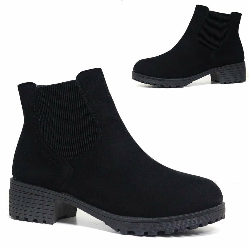 Womens Ladies Chunky Block High Heel Shoes Platform Ankle Chelsea Boots Shoes
