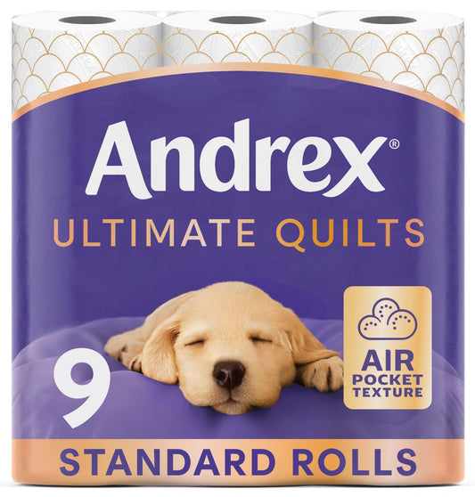 Andrex Ultimate Quilts Toilet Paper 24 Rolls, Air Pocket Technology for Soft, Thick Sheets – 24 Quilted Toilet Rolls x 1 Pack, FSC Certified