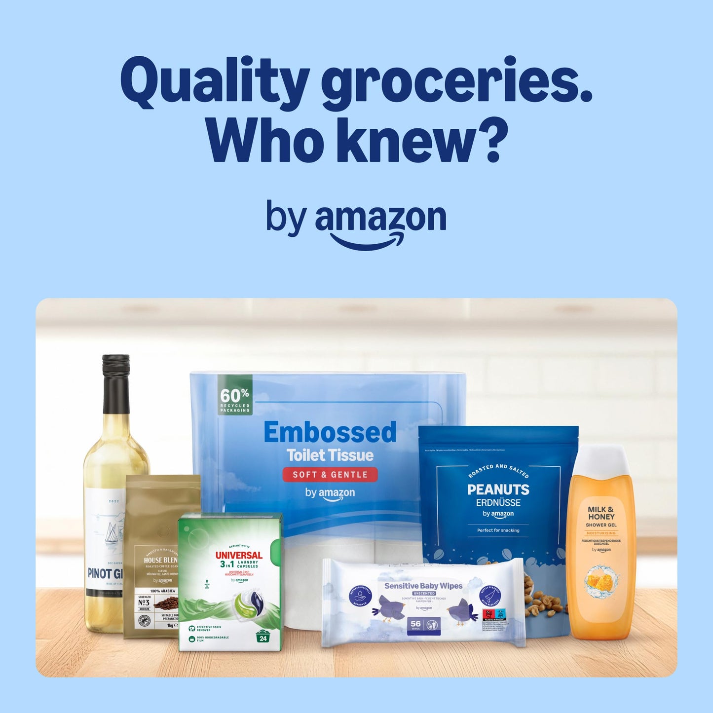 by Amazon Ultra Sensitive Baby Wipes, 99% Water, 1080 Wipes, Unscented, 18 Pack of 60, (Previously a Mama Bear brand, same product)