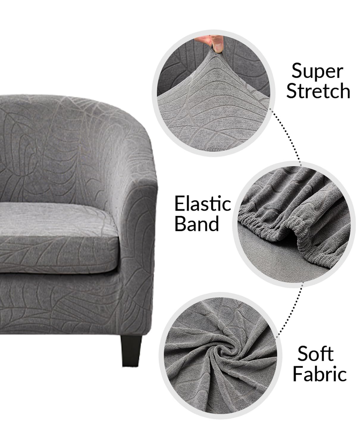 Highdi Tub Chair Cover 2 Piece, Jacquard Bucket Chair Covers Armchair Cover Club Armchair Slipcovers with Seat Cover | Stretch Removable Furniture Protector | Office Bar Reception -Green