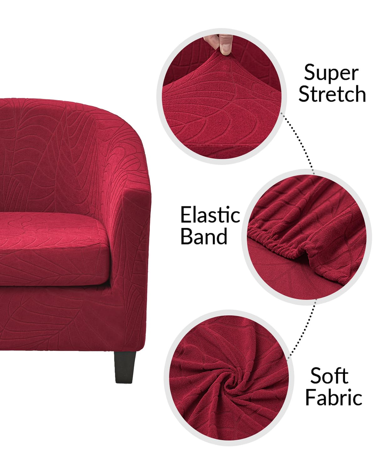 Highdi Tub Chair Cover 2 Piece, Jacquard Bucket Chair Covers Armchair Cover Club Armchair Slipcovers with Seat Cover | Stretch Removable Furniture Protector | Office Bar Reception -Green