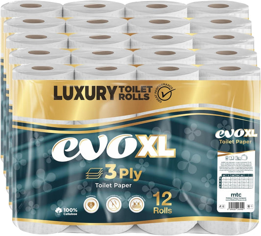 Luxury 3-Ply Toilet Tissue – 60 Rolls | Soft Quilted Bathroom Tissue | Premium Unscented Toilet Paper for Home, Office & Hospitality | Strong, Absorbent & Septic Safe