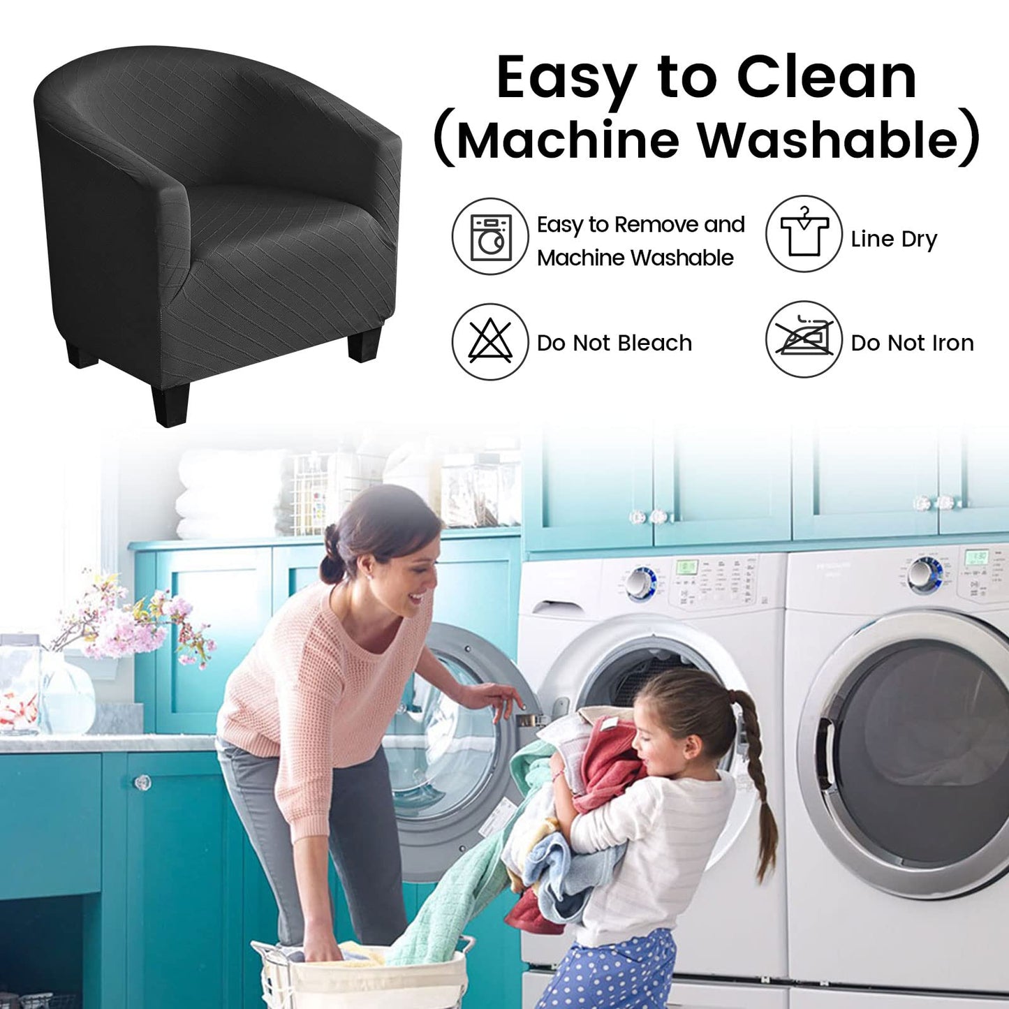 Mingfuxin Velvet Tub Chair Slipcover, High Stretch Club Chair Covers Washable Armchair Sofa Couch Covers Slipcovers Furniture Protectors for Dining Living Room Office(Gray, Velvet)