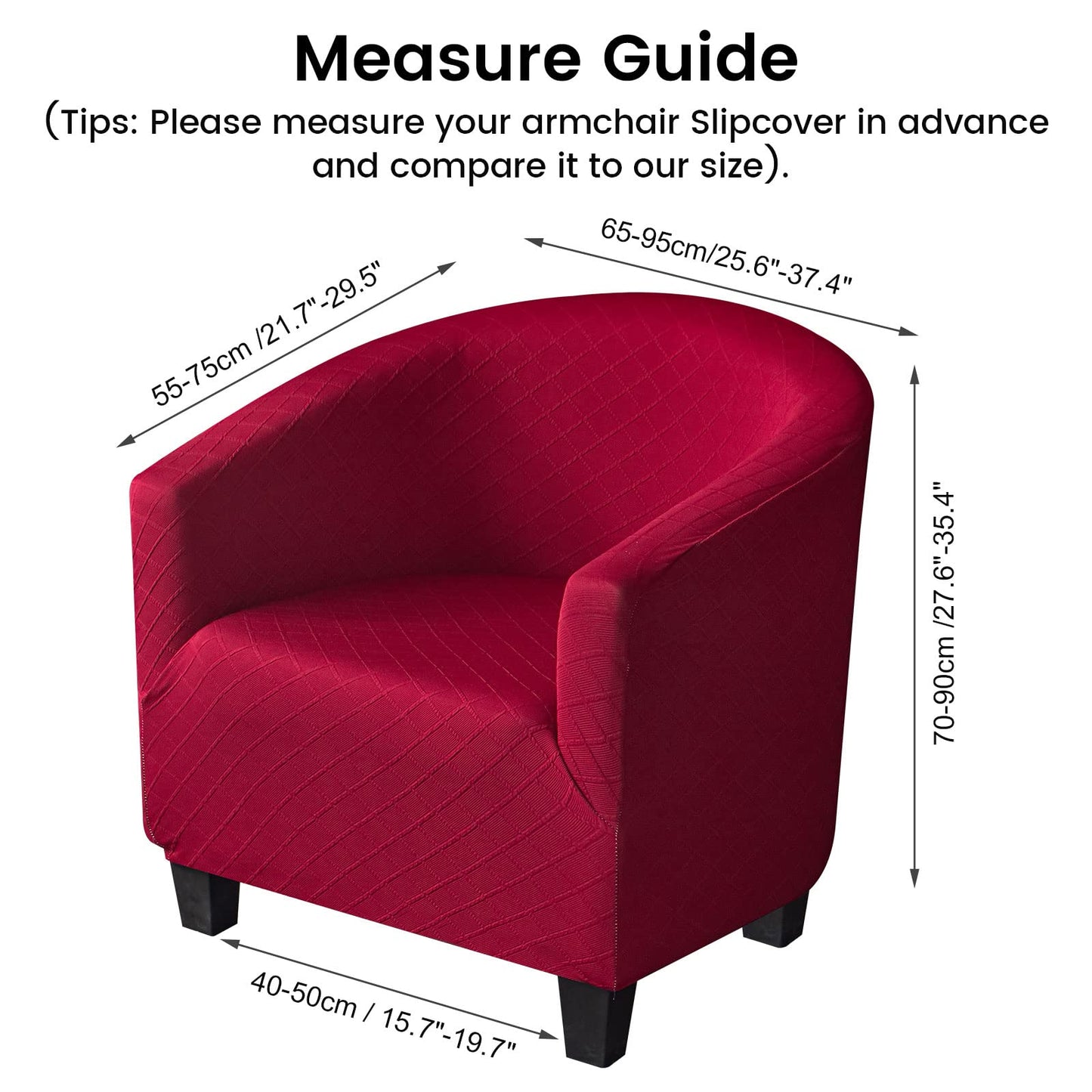 Mingfuxin Velvet Tub Chair Slipcover, High Stretch Club Chair Covers Washable Armchair Sofa Couch Covers Slipcovers Furniture Protectors for Dining Living Room Office(Gray, Velvet)