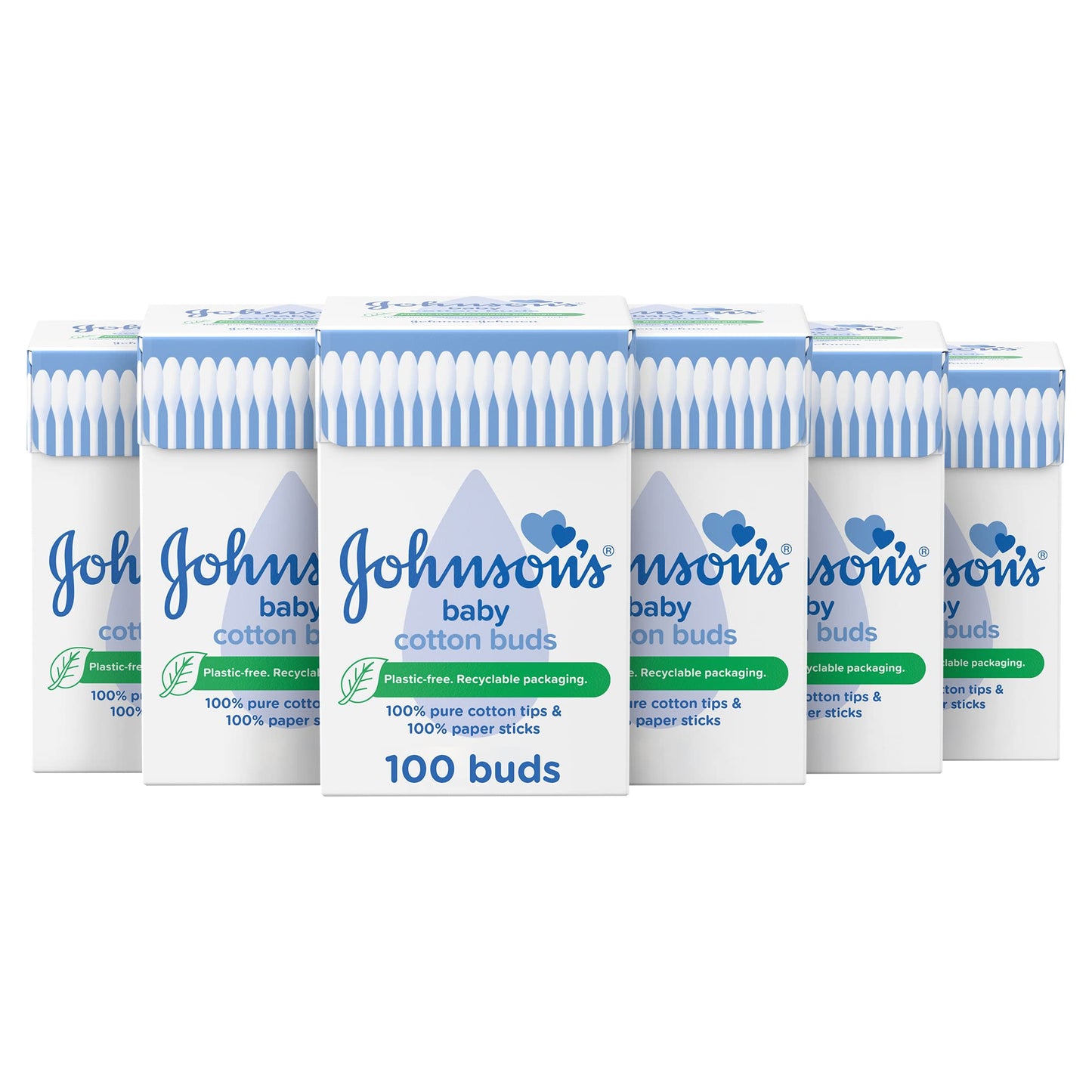 Johnson's Baby Cotton Buds (1 x Pack of 200) Soft & Gentle Ear Buds for Delicate Skin, Made of 100% Pure Cotton and Paper Sticks, Plastic-Free to Clean Delicate Areas, around Eyes and Outer Ear