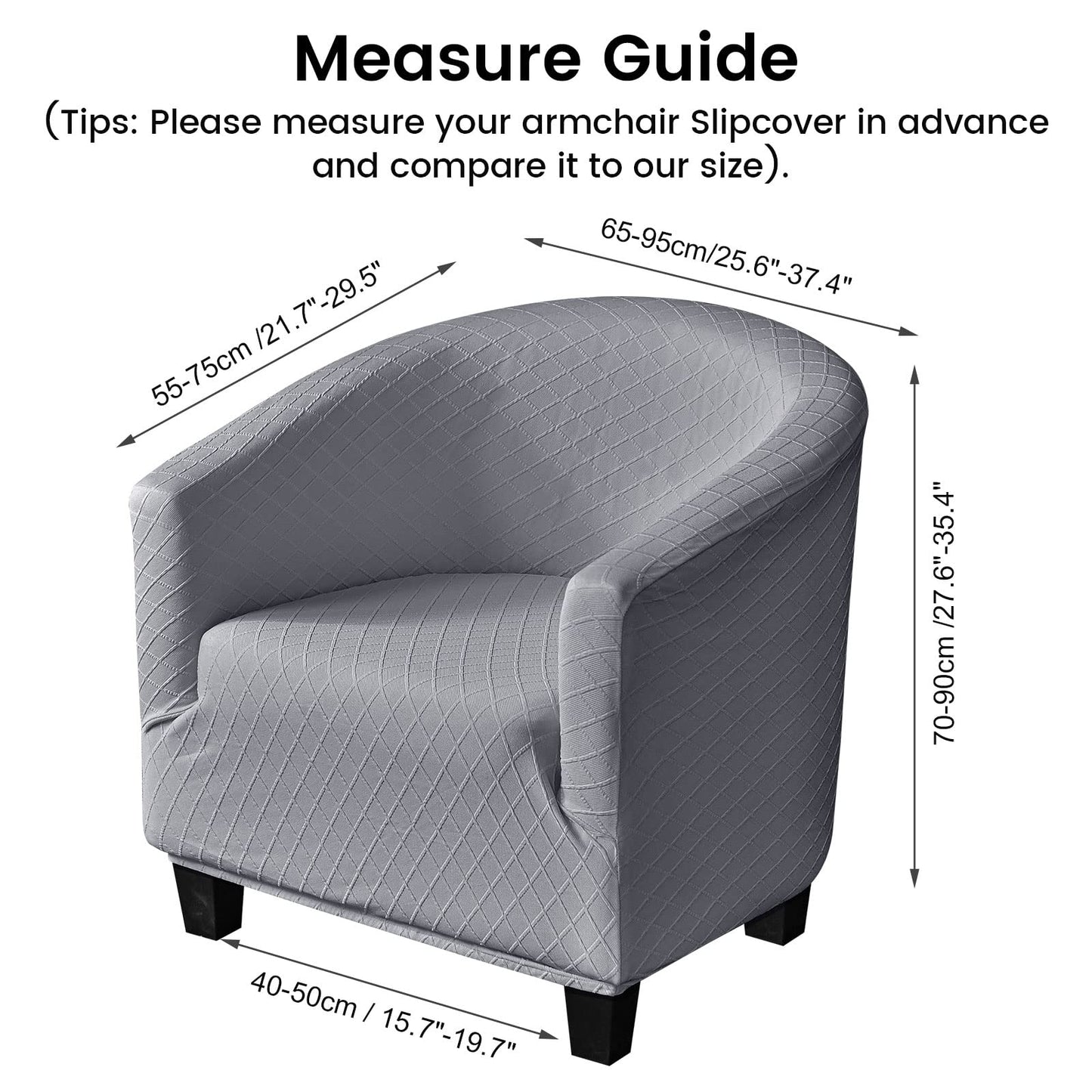 Mingfuxin Velvet Tub Chair Slipcover, High Stretch Club Chair Covers Washable Armchair Sofa Couch Covers Slipcovers Furniture Protectors for Dining Living Room Office(Gray, Velvet)