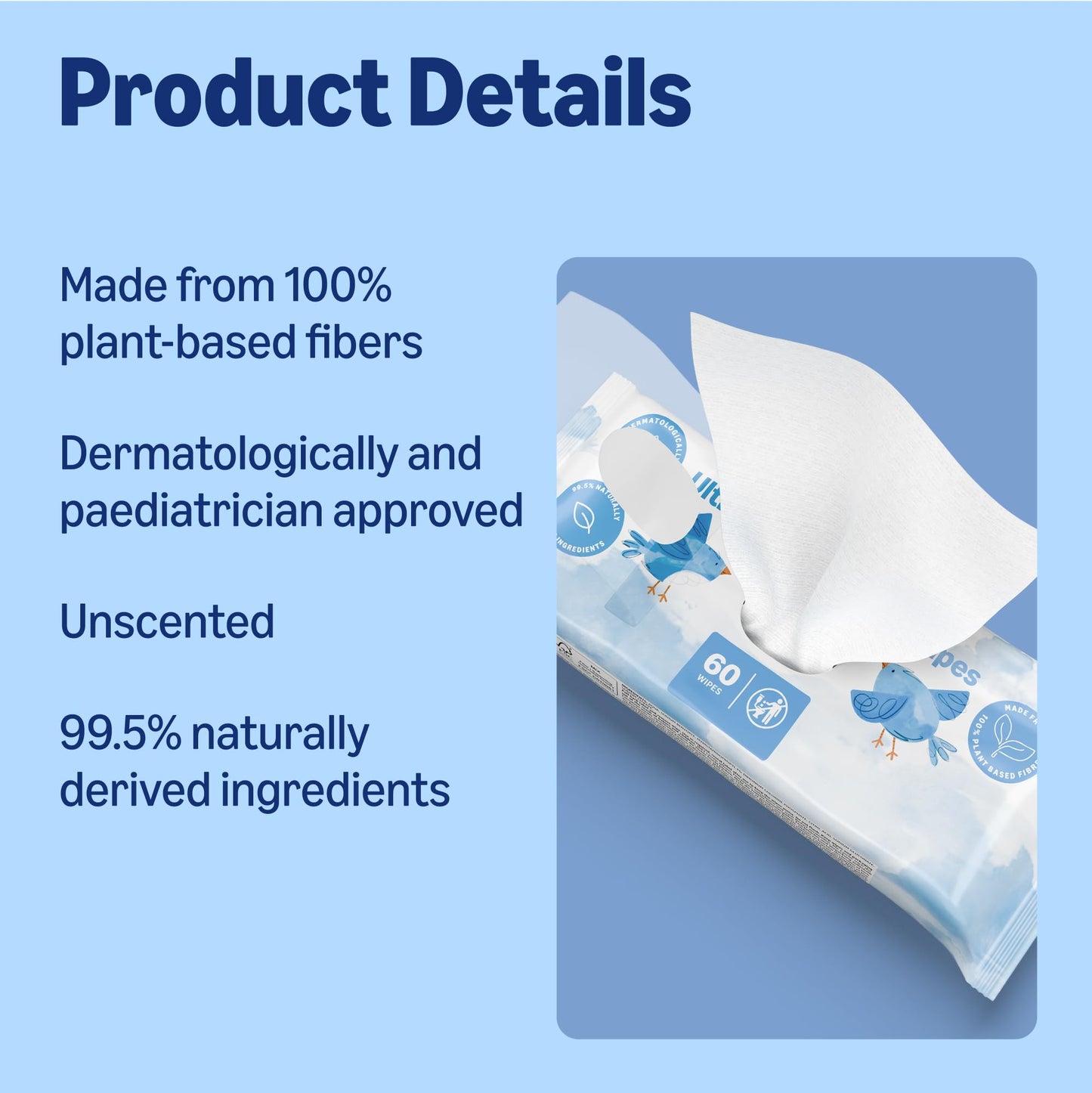 by Amazon Ultra Sensitive Baby Wipes, 99% Water, 1080 Wipes, Unscented, 18 Pack of 60, (Previously a Mama Bear brand, same product)