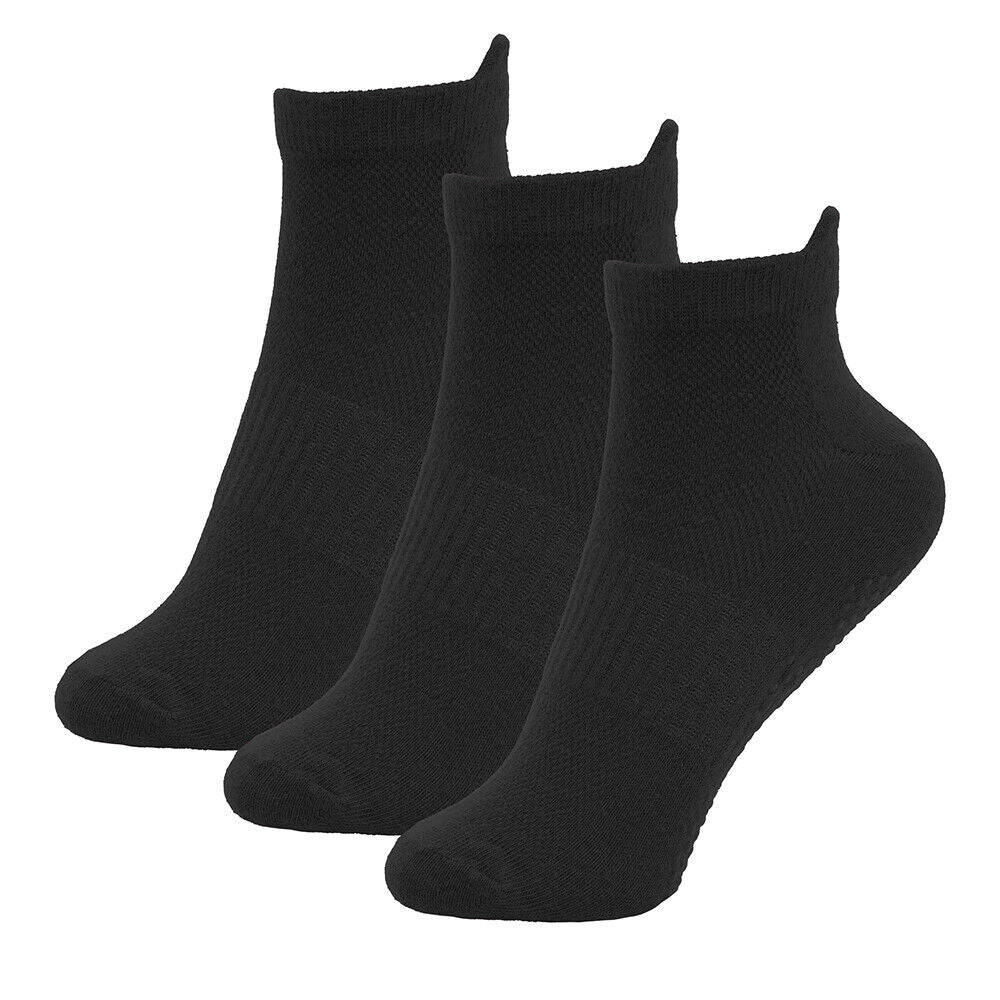 3 Pairs Ladies or Mens Sport Gym Yoga Non Slip Gripper Sole Trainer Liner Socks